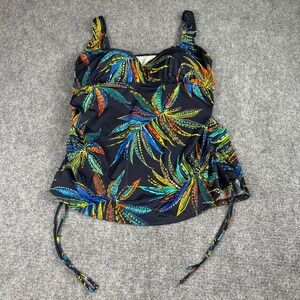 Paradise Bay Tankini Swim Top 26W Tropical Palm Print Beach Poolside Resort Vacy